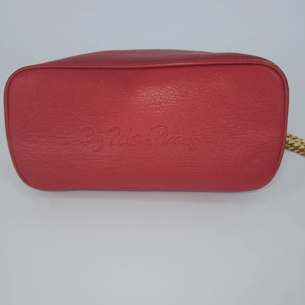 VTG Paloma Picasso 80s 90s Crossbody Leather Bag Red Signature‎ Gold Chain Italy